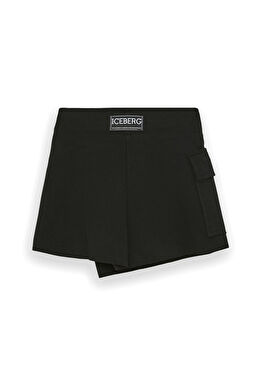 Siyah Asimetrik Kız Çocuk Şort Etek