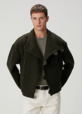 Keyle Koyu Haki Yün Kaban