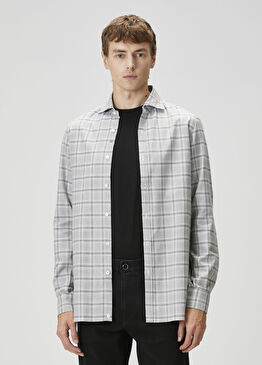 Gri Ekose Desenli Gömlek