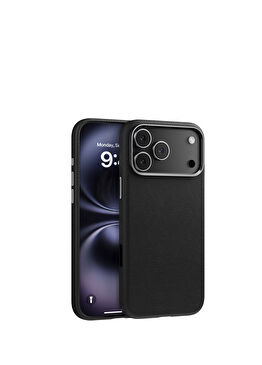 iPhone 17 Pro Leather Siyah Deri Magsafe Uyumlu Telefon Kılıfı