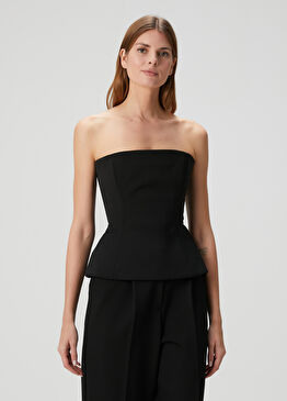 Siyah Dikiş Detaylı Straplez Büstiyer