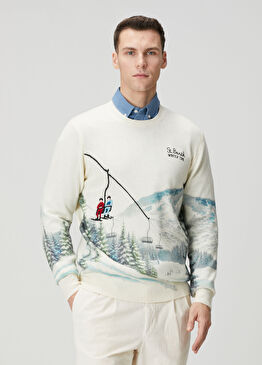 Heron Beyaz Yün Kazak