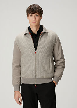 Taupe Kapitone Garnili Yün Triko Mont