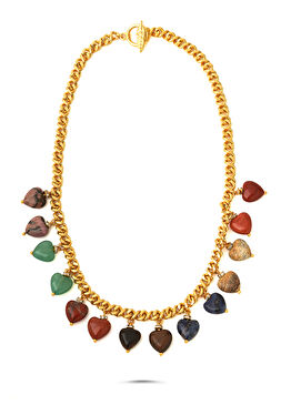 Heartastic Doğal Taş Altın Kaplama Kadın Kolye