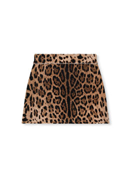 Leopar Desenli Kız Çocuk Yün Etek