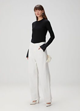 Lisa Beyaz Wide Leg Jean Pantolon