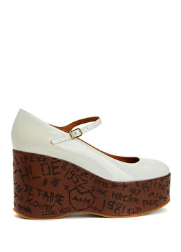 Maxime Ekru Deri Topuklu Ayakkabı