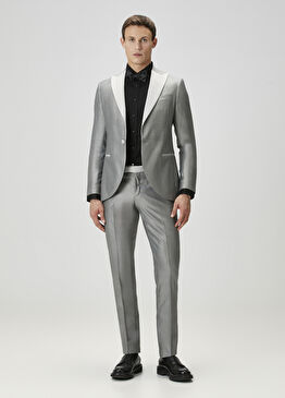 Açık Gri Yün Takım Elbise