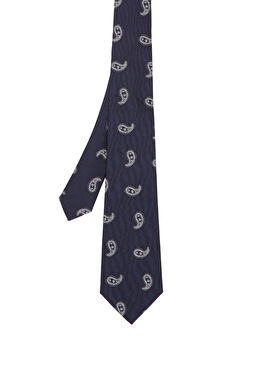 Lacivert Etnik Desenli Kravat
