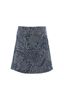 Mavi Desenli Kız Çocuk Denim Etek