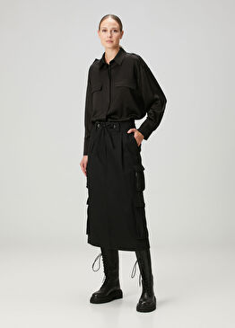 Siyah Midi Kargo Etek