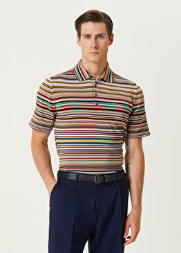 Çok Renkli Çizgi Desenli Organik Pamuk Triko