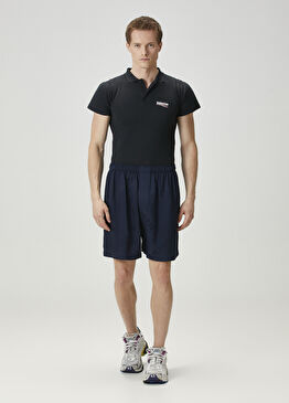 Lacivert Logo Desenli Bermuda