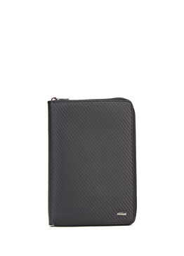 Siyah Örgü Dokulu Deri Organizer