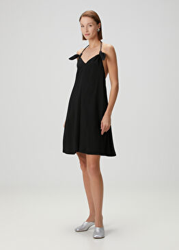 Siyah Midi Gömlek Elbise