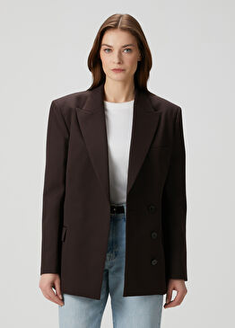 Kahverengi Kruvaze Blazer