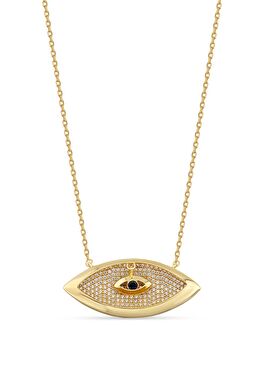 Zircon Sapphire Eye 925 Ayar Gümüş 24 Ayar Altın Kaplama Kadın Kolye