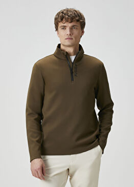 Timothy II Kahverengi Yakası Fermuarlı Sweatshirt