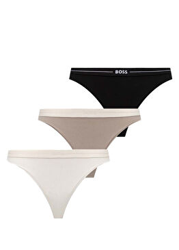 Çok Renkli Logo Bantlı 3'lü Thong Külot Seti