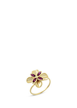 Ruby Flower 14 Ayar Altın Kadın Yüzük