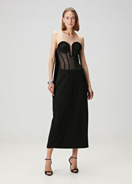 Siyah Midi Kokteyl Elbise