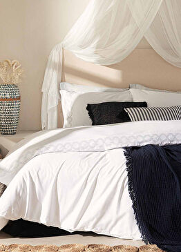 Lodos Beyaz Pamuklu Çift Kişilik Nevresim Seti 200 x 220 cm