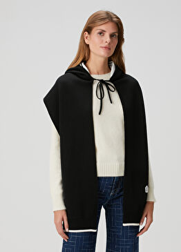 Boke Flower 2 0 Siyah Kapüşonlu Yün Şal