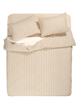 Braga Natural/Gri Pamuk Keten Nevresim Seti