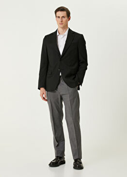 Açık Gri Beli Kordonlu Yün Pantolon