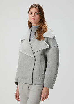 Gri Crop Yün Kaban
