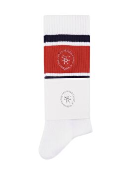 Beyaz Kırmızı Kadın Çorap