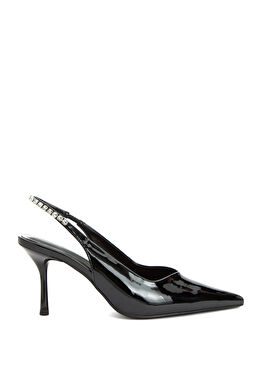 Siyah Taşlı Topuklu Ayakkabı