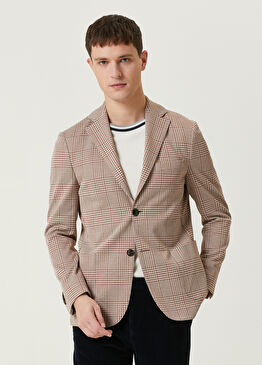 Kahverengi Ekose Desenli Ceket