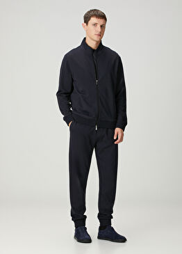 Lacivert Beli Kordonlu Yün Jogger Eşofman Altı