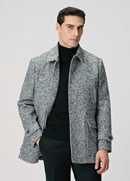 Antrasit Yün Karışımlı Kaban