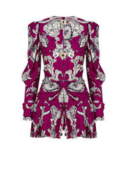 Leon Kalp Desenli Kadın Mini Elbise