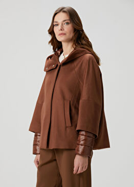 Taba Kapüşonlu Kaşmir Mont