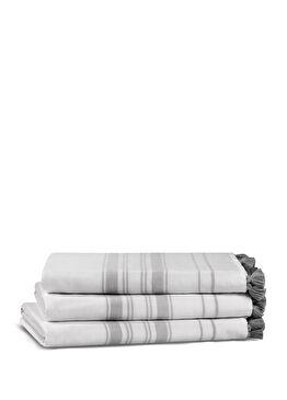 One Side Striped Aerospin® White Taupe Yüz Havlusu 50 x 90 cm