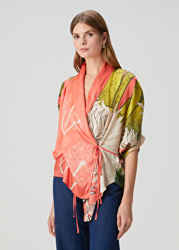 Hinoki Desenli Kruvaze Bluz