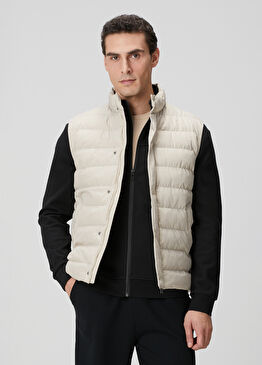 Bej Ray Kapitoneli Casual Yelek