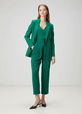 Koyu Yeşil Krep Havuç Pantolon