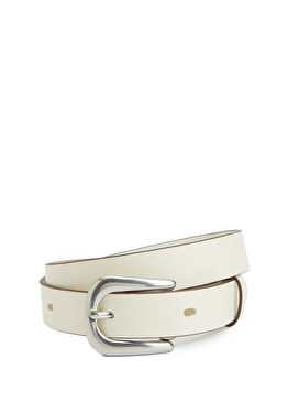 Beyaz Kadın Deri Kemer
