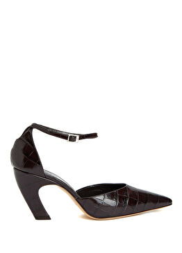 Victoria Koyu Kahverengi Deri Topuklu Ayakkabı