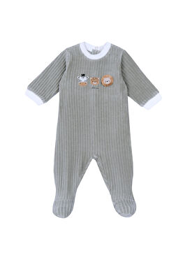 Gri Şönil Arkadan Açılan Unisex Bebek Tulum