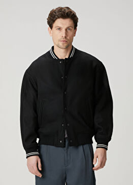 Siyah Yün Varsity Mont