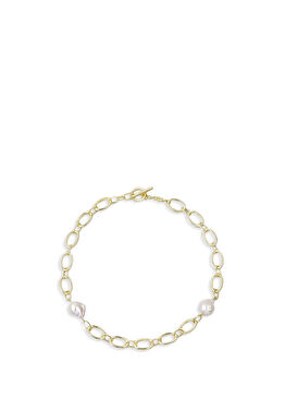 Vintage İnci 18 Ayar Sarı Altın Kaplama 925 Ayar Gümüş Kadın Kolye