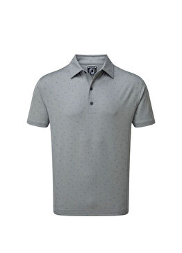 Nokta Baskılı Gri Polo Yaka Kısa Kollu Erkek Golf T-Shirt