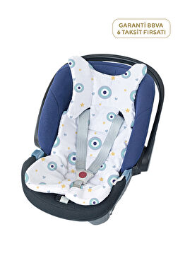 %100 Pamuk Le Nazar Mavi Unisex Bebek Puset ve Oto Koltuk Minderi