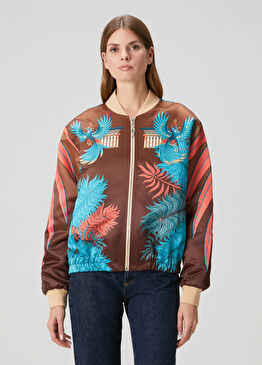 Florian Kahverengi Desenli Bomber Ceket