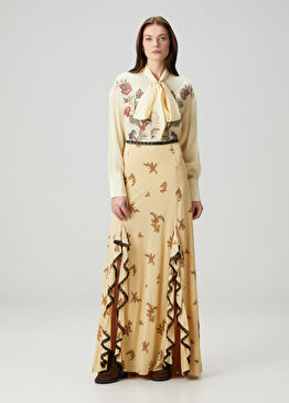 Sarı Çiçekli Maksi Etek